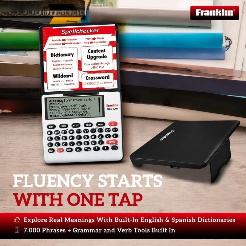 Franklin DBE-1200 Bilingual Electronic Dictionary – English-Spanish, Spanish English Digital Dictionary, Translator, Phrasebook, Spell Checker, Portable Device with LCD Screen - Image 5
